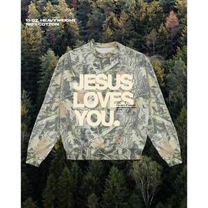NEW JESUS LOVES YOU women's crew neck sweater in multi